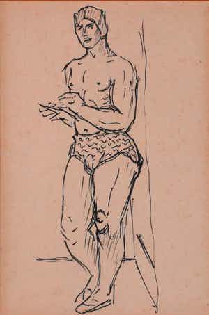 Ferdinand Erfmann - Zwemmer (Zelfportret?) verkocht voor € 70!