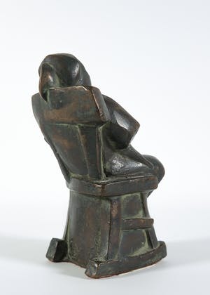 Margriet Barends - Brons, Zittend meisje met kat kopen? Bied vanaf 1!