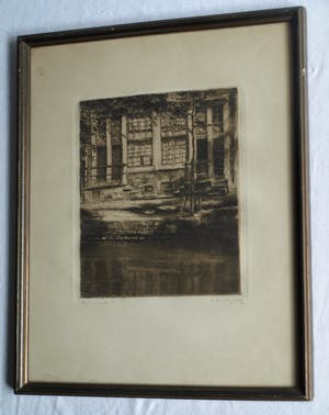 Willem Gerard Hofker - Ingelijste ets , Stadsgezicht – Amsterdam? Den Haag? kopen? Bied vanaf 50!