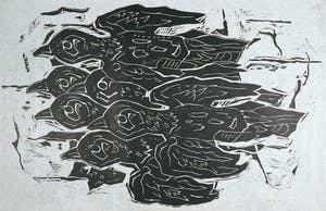 Peter Alma - Houtsnede op Japans papier, Vogels kopen? Bied vanaf 50!