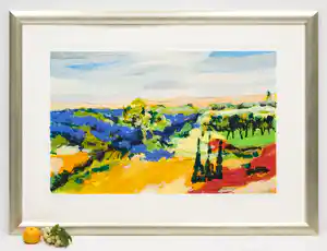 Willem Brauck - Zeefdruk, Parfumes de Provence (Groot) - Ingelijst verkocht voor € 100!
