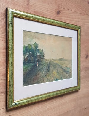 Niet of onleesbaar gesigneerd - landschap met huis, kopen? Bied vanaf 1!