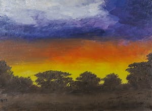 Prins Bernhard van Lippe-Biesterfeld - Olieverf op doek, Afrikaans landschap bij nacht - Ingelijst kopen? Bied vanaf 4000!