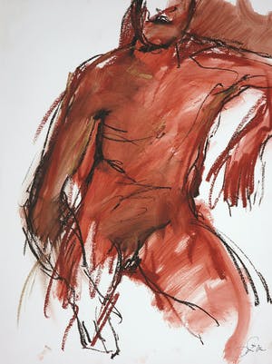 Franscz Witte - Olieverf en krijt op papier, Model man 4.2 kopen? Bied vanaf 1!