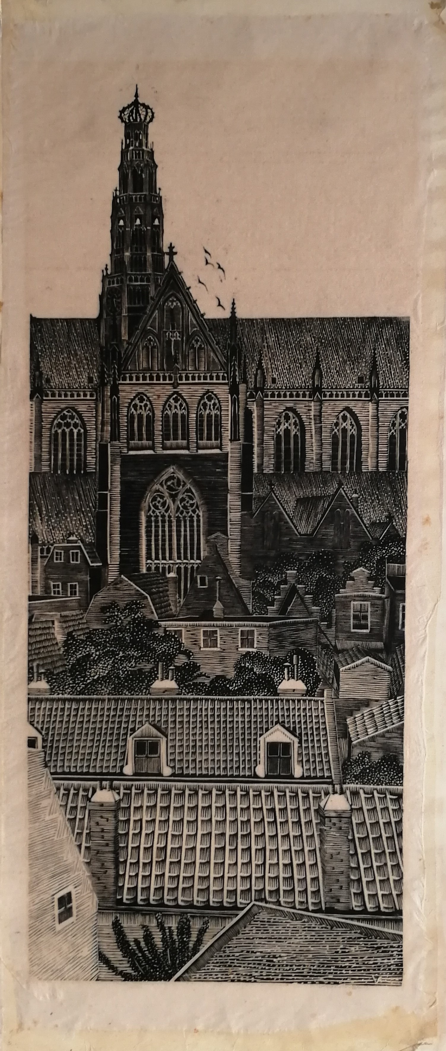 Jan Veringa - Gezicht op de Grote- of Sint Bavokerk te Haarlem kopen? Bied vanaf 200!