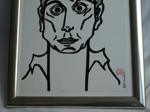 Buy Pieter Zandvliet - Inkttekening , “Man met grote ogen” – gesigneerd en ingelijst - 2011? Bid from 35!