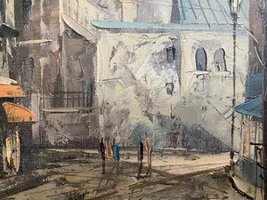 Niet of onleesbaar gesigneerd - Paris, Place de Tertre met Sacre Coeur kopen? Bied vanaf 1!