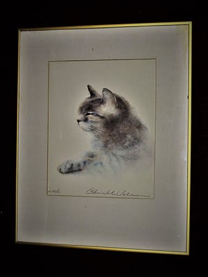 Christel Selmouni - Fraai impressionistisch Pastel(krijt) van een liggende poes - gesigneerd kopen? Bied vanaf 1!