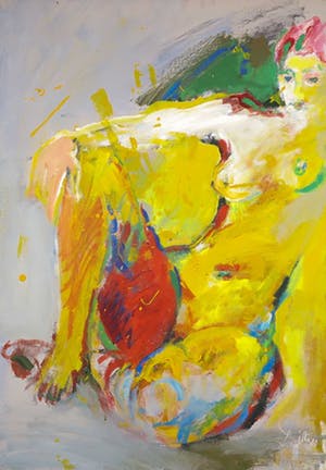 Franscz Witte - Acryl op board, Zittend naakt (Groot) kopen? Bied vanaf 50!