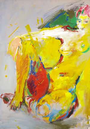 Franscz Witte - Acryl op board, Zittend naakt (Groot) verkocht voor € 50!