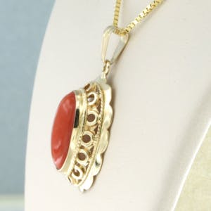14k geelgouden collier met koraal - 44 cm lang kopen? Bied vanaf 230!