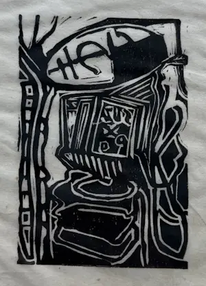 Diederick van Kleef - handgesigneerde linosnede | 'Zonder titel' | 1992 (TWEELUIK) kopen? Bied vanaf 20!