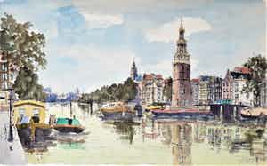 Jan den Hengst - Stadsgezicht Montelbaanstoren Amsterdam verkocht voor € 175!