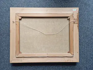 Niet of onleesbaar gesigneerd - Groot olieverf op doek "afgemeerde boten in haven" gesigneerd kopen? Bied vanaf 1!