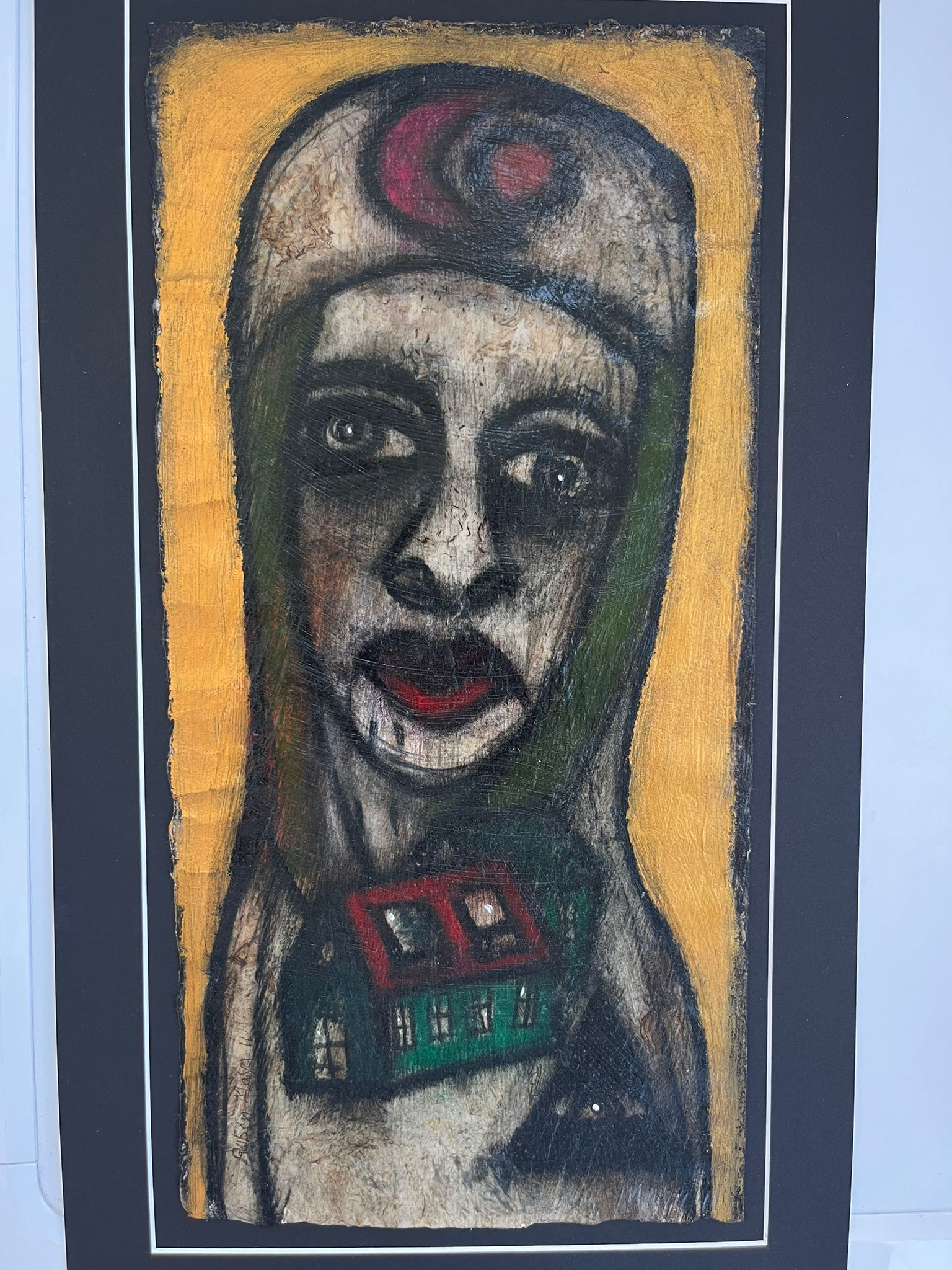 AcheterRuben Maya - Origineel kunstwerk, 2011, pastel op Amate-papier met gouden acrylverf.? Enchérissez de 200!