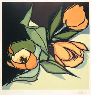 Fon Klement - Boardsnede, Les Tulipes verkocht voor € 80!