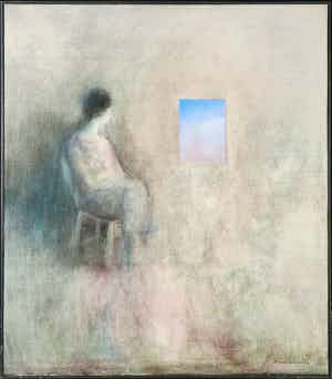 H. J. van den Berg - Olieverf op doek, Blauwe lucht I - Ingelijst verkocht voor € 1!