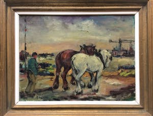 Rene Morren - Trekpaarden aan de haven. kopen? Bied vanaf 120!