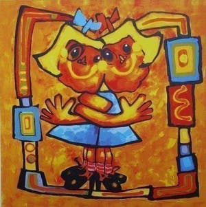 Ad Verstijnen - Kleurenzeefdruk TWINS Handgesigneerd. kopen? Bied vanaf 95!