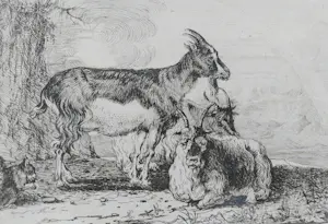 Jan van den Hecke - 17e eeuws landschap met schapen en eekhoorns kopen? Bied vanaf 100!