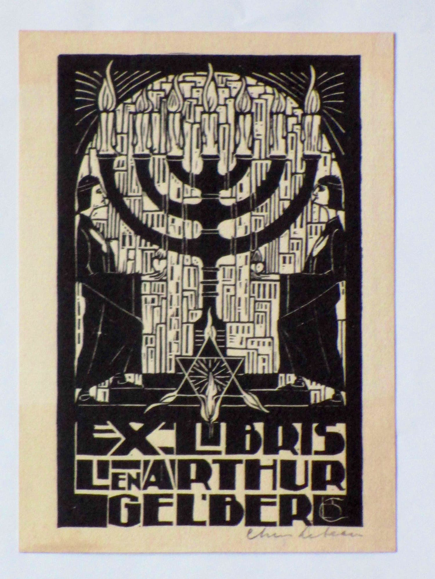 Chris Lebeau - Maccabeeënlamp en twee figuren - Gravure verkocht voor € 100!