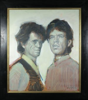 Peter Donkersloot - Acryl en potlood op doek, Mick & Keith - Ingelijst (Zeer groot) kopen? Bied vanaf 1!