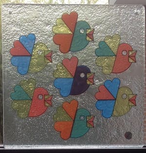 Royal Leerdam - Glazen raam/wanddecoratie met 7 vogeltjes. kopen? Bied vanaf 10!