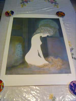 Guy Ribes - Titel: Nu. (Naaktmodel) : Lithografie in prachtige pasteltinten verkocht voor € 55!