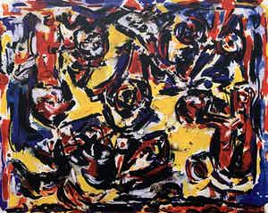 Theo Wolvecamp - kleurenzeefdruk - zonder titel - 1990 (Prachtige kleuren) verkocht voor € 245!