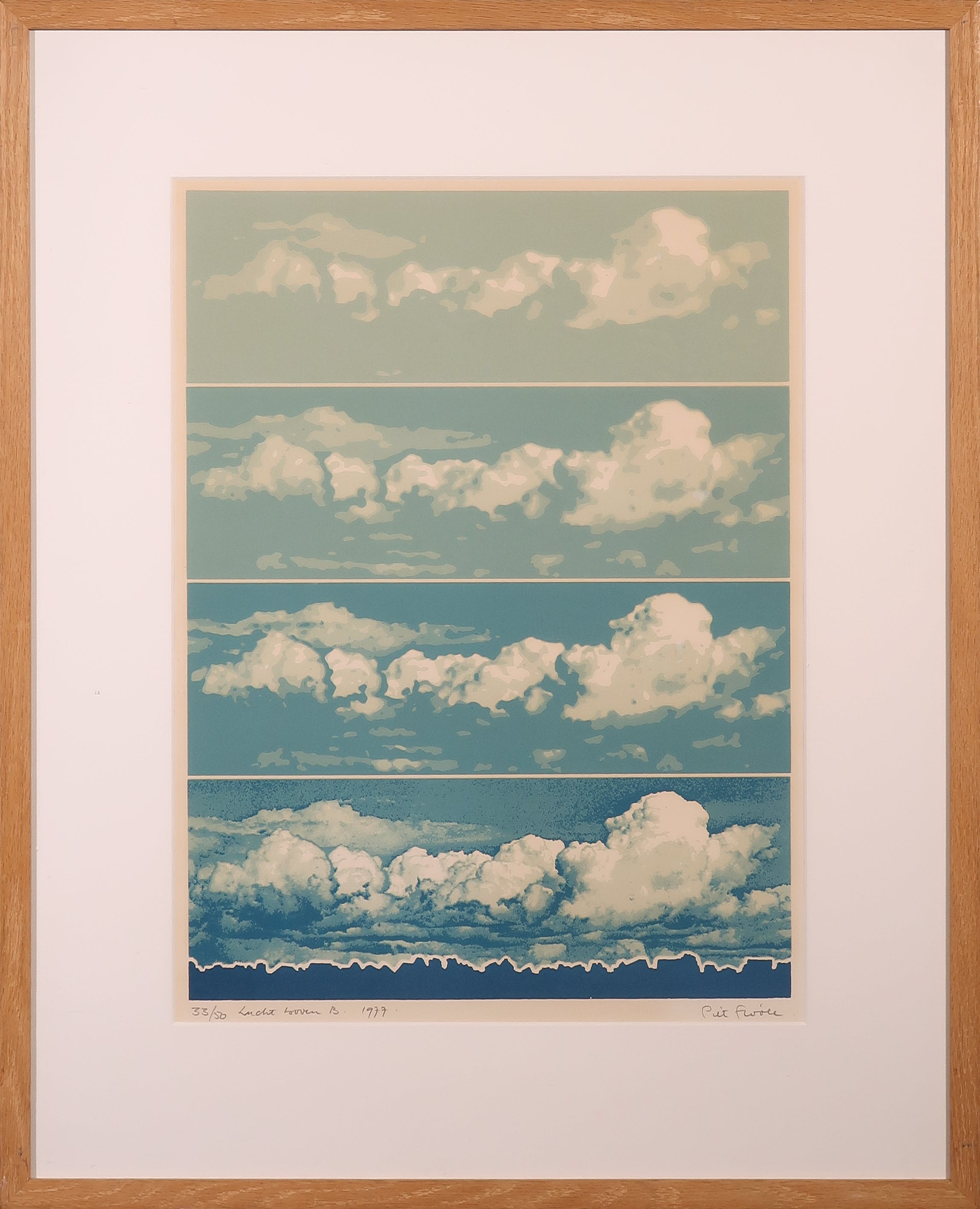 Piet Fioole - Zeefdruk, Lucht boven Breda - Ingelijst kopen? Bied vanaf 20!