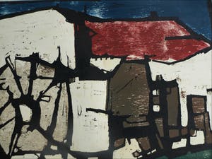 Fon Klement - Houtsnede, Watermolen – ingelijst – 1961 – oplage 24 kopen? Bied vanaf 75!