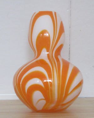 Carlo Moretti - Oranje witte gemarmerde design glazen vaas kopen? Bied vanaf 65!