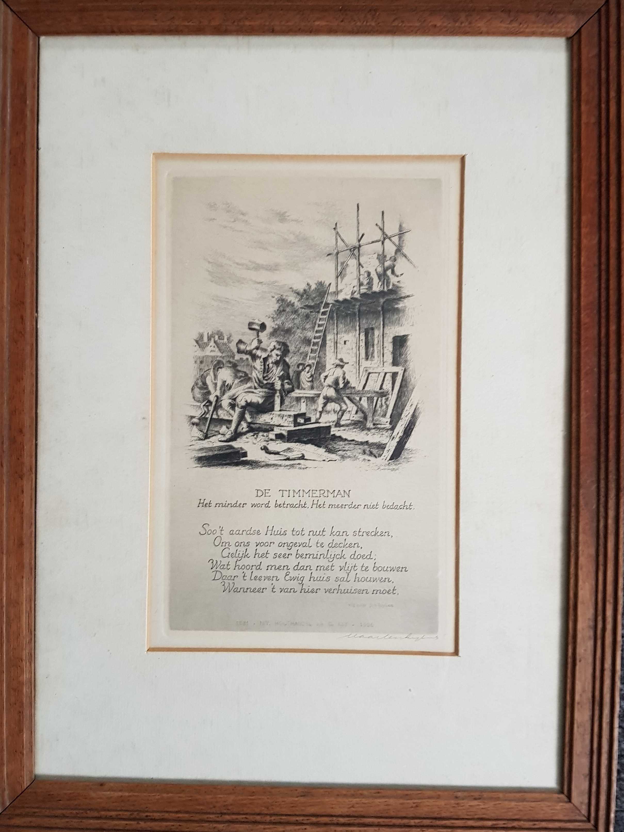 Maarten Langbroek - Gelegenheidsgrafiek - timmerlieden aan het werk kopen? Bied vanaf 20!