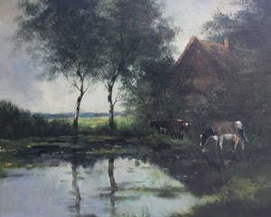 Jan Kelderman - C3473, koeien bij boerderij aan het water kopen? Bied vanaf 10!