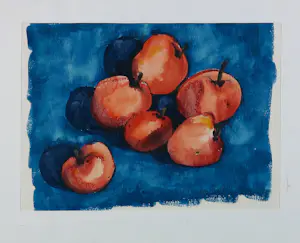 Nico Benschop - Aquarel op papier, Rode appeltjes - Ingelijst kopen? Bied vanaf 50!