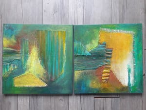 Niet of onleesbaar gesigneerd - Tweeluik abstract. kopen? Bied vanaf 1!