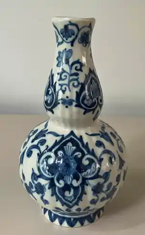 Koninklijke Tichelaar Makkum - Blauw witte dubbele kalebas vaas verkauft für € 25!