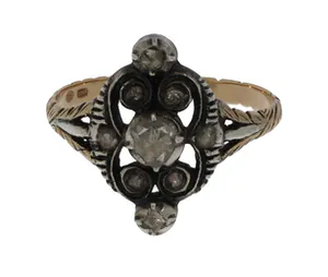 Antieke gouden zilveren victoriaanse roosdiamanten ring kopen? Bied vanaf 349!