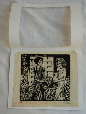 Nikolaas Eekman - Houtsnede , “Man en Vrouw” – gesigneerd – ca 1920 kopen? Bied vanaf 10!