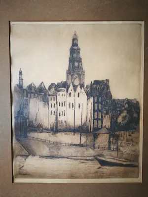 Germ de Jong - Havengezicht. Gesigneerd rechtsonder. kopen? Bied vanaf 39!