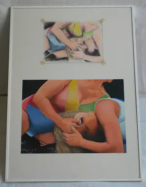 Kees Gerritse - Acrylverf + potlood, The Fabulous Moolah – 1986 – Ingelijst, 71 x 51 cm. kopen? Bied vanaf 170!