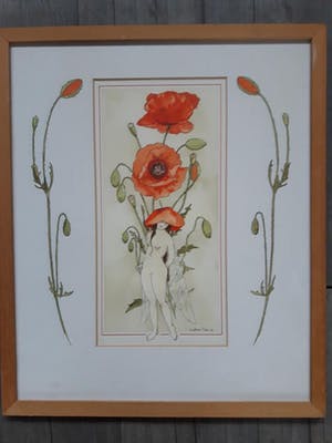 Greetje Korne - Faber - Gevleugelde vrouw met klaprozen. kopen? Bied vanaf 35!