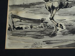 Daniel Wilhelm Bekking - Ingelijste aquarel / gewassen inkt , De ploeger kopen? Bied vanaf 1!