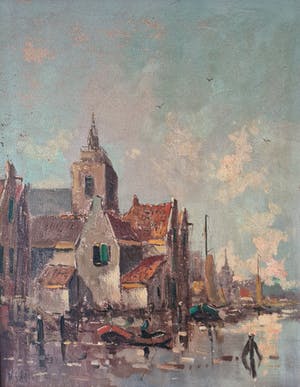 Niet of onleesbaar gesigneerd - Dorp aan een riviertje kopen? Bied vanaf 1!