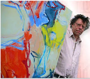 Mathieu Berden - 1977 - Krachtig Abstract Olieverf "Vierkant in Rood,Blauw en Goud" gesigneerd kopen? Bied vanaf 175!