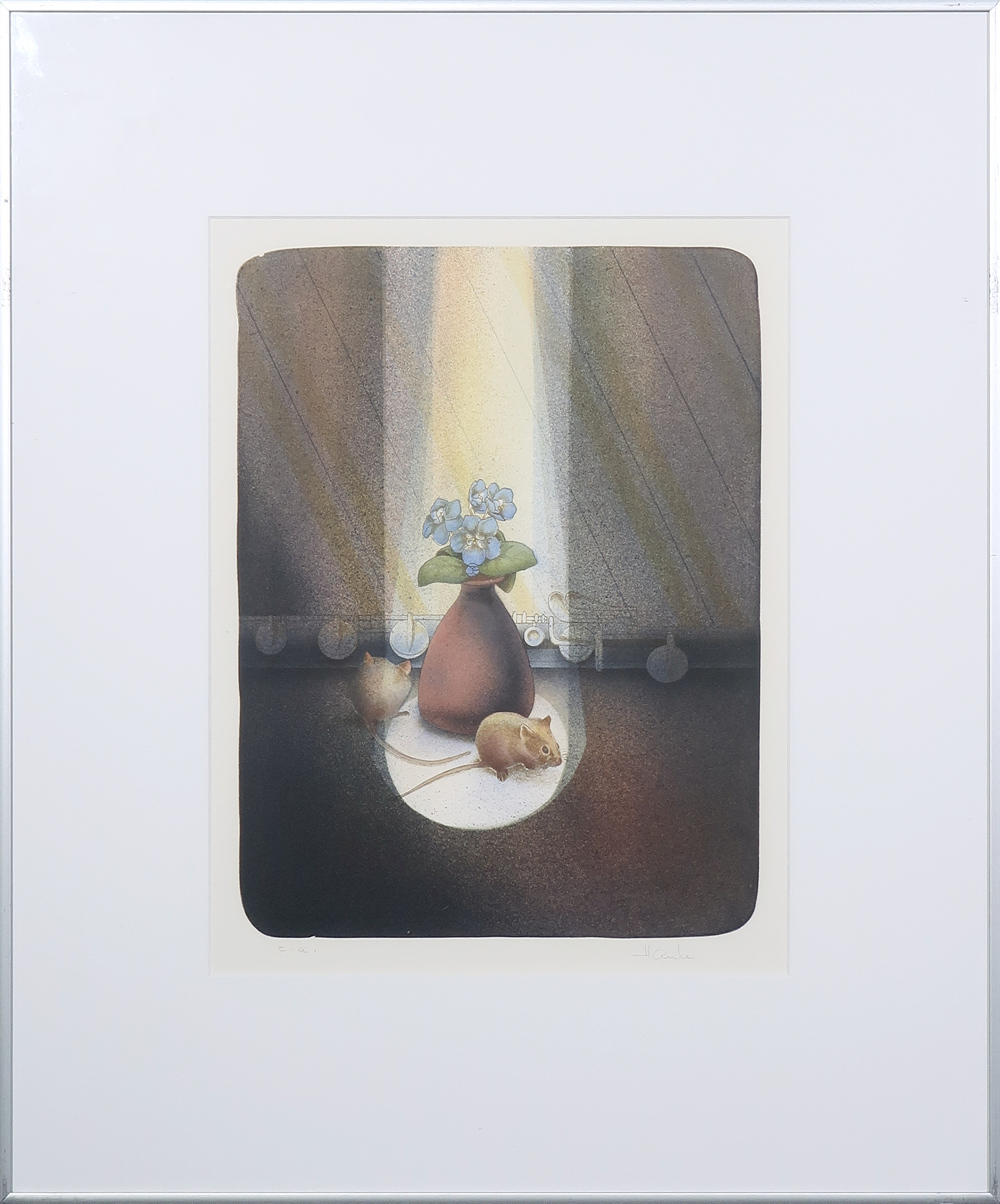 Ernst Hanke - Litho, Blaues Veilchen - Ingelijst kopen? Bied vanaf 1!