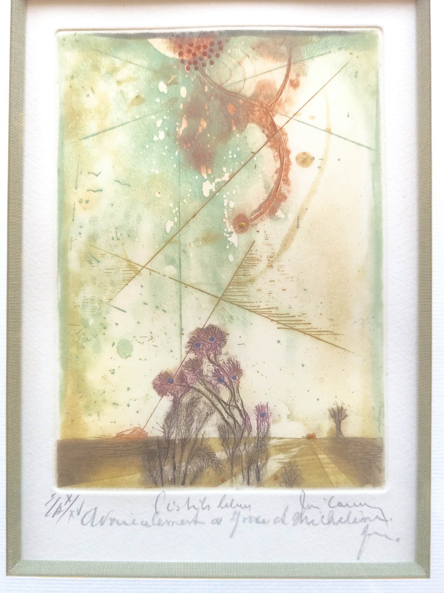 René Carcan - René CARCAN (1925-1993) - "Chants Bleus" - Zeldzaam kunstenaarsbewijs (E/A) - 1990 kopen? Bied vanaf 350!