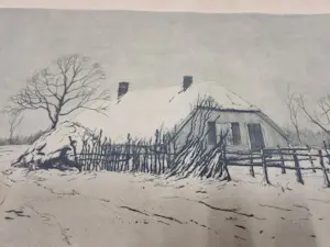 Paul van der Ven - Oud Hollandse boerderij in besneeuwd landschap kopen? Bied vanaf 10!