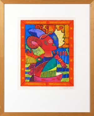 Clemens Briels - Zeefdruk, Zonder titel - Ingelijst verkocht voor € 60!