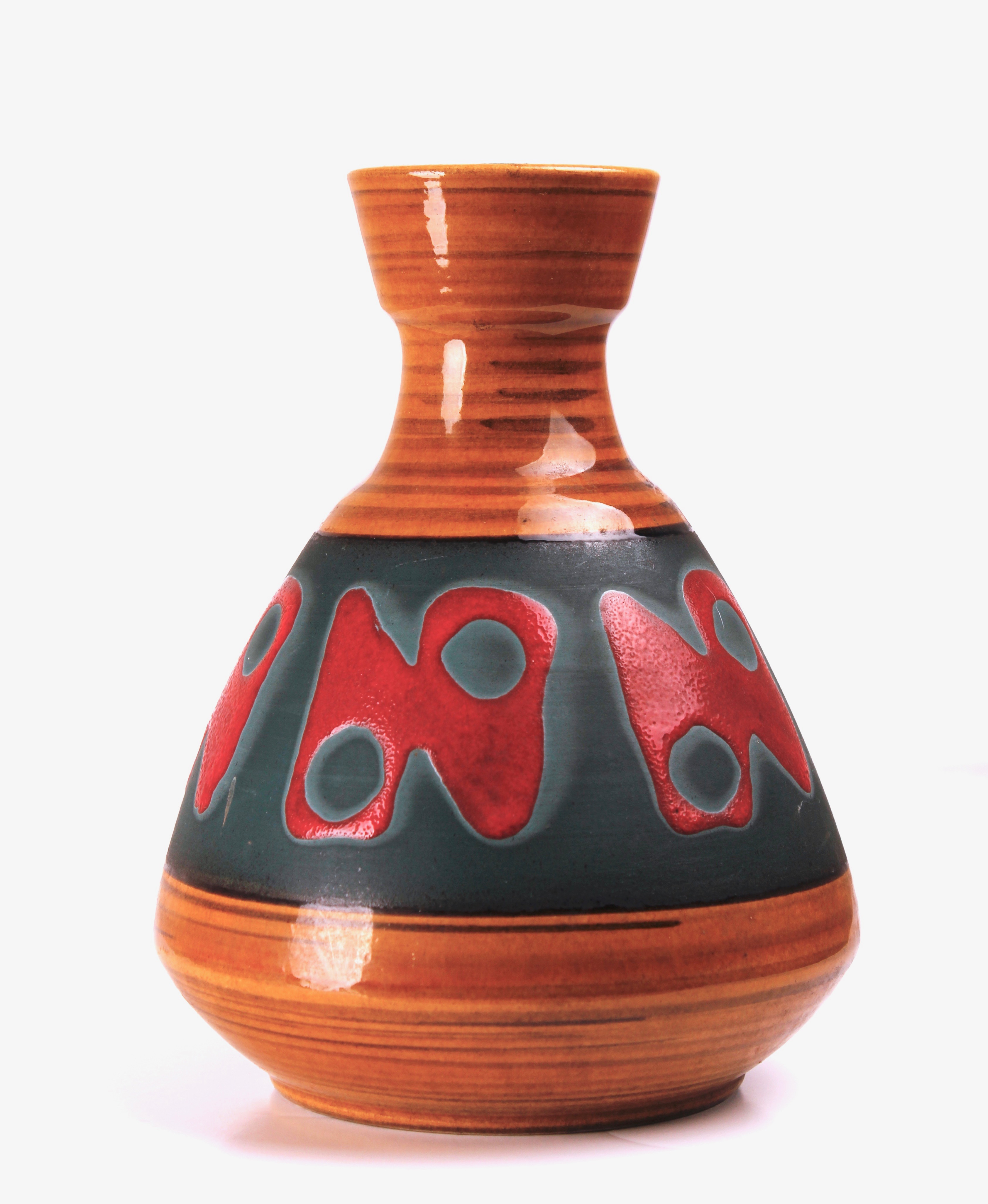 Dumbler & Breiden - vaas met polychroom abstract decor model 128-20 -1950's verkocht voor € 19!